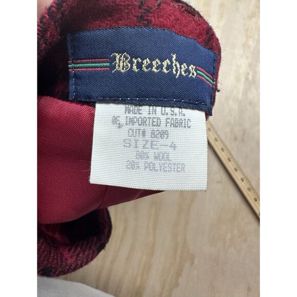 Breeches Plaid Wrap Skirt 100% Wool Fringe Trim Midi Vintage Made In USA Red 4 - Picture 10 of 10